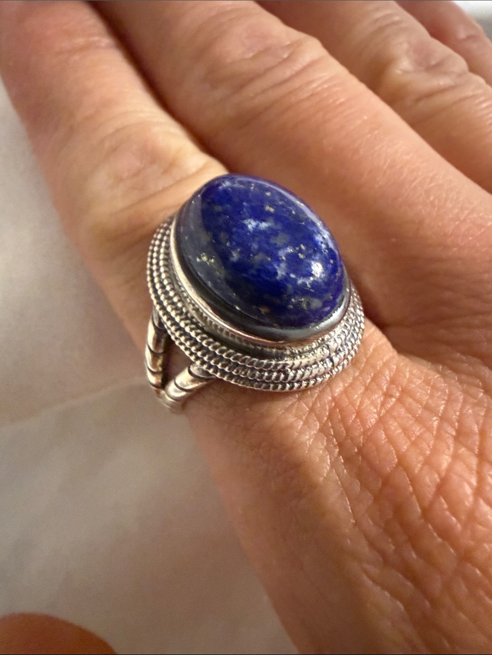 Sterling Silver Lapis Lazuli Cocktail Ring 9